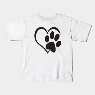 Dog Paw Love Heart Kids T-Shirt